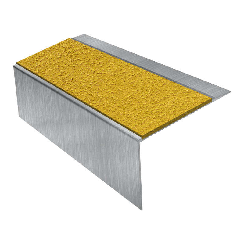 Square Ramp Back Aluminium Stair Nosing with MorGrip Inserts Heavy-Duty Profile 2.44m, 2.75m, 3.22m Lengths Slip-Resistant for Vinyl, Wood, LVT