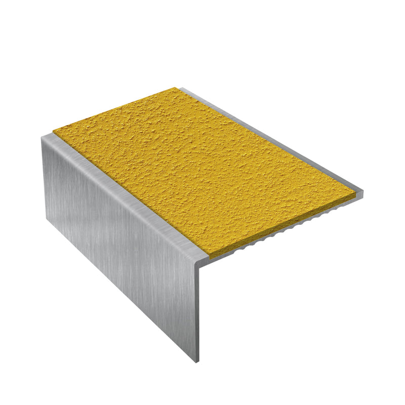 Non-Slip Weather-Resistant Square Aluminium Stair Nosing MorGrip Inserts 56mm Tread Durable & Stylish 2.44m, 2.75m, 3.22m Lengths