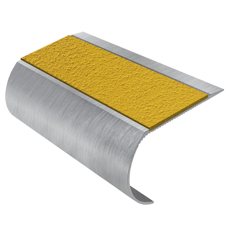 Bullnose Aluminium Stair Nosing with MorGrip & Exterior Inserts - Single Channel - Slip-Resistant, Durable, Stylish for Vinyl, Wood & Carpet Flooring