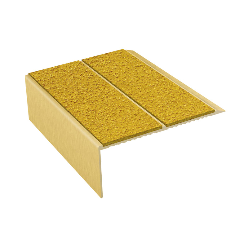 Rake Back Double Channel Aluminium Stair Nosing with MorGrip, 93mm Tread, Slip-Resistant PVC Inserts, Ideal for Vinyl & Lino Flooring, Multiple Lengths