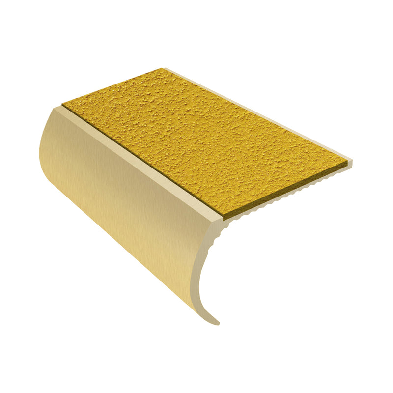 Bullnose Aluminium Stair Nosing with Slip-Resistant PVC Inserts 55mm Tread Ideal for Vinyl & Carpet 2.44m to 3.22m Lengths Indoor & Outdoor Use