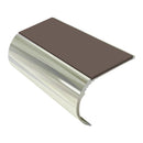 Bullnose aluminium stair nosing with slip-resistant PVC insert, 37mm riser profile for vinyl flooring