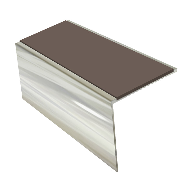 Square Aluminium Stair Nosing Single Channel 3.22m Length Tread 56mm Slip-Resistant Inserts Custom Finishes for Vinyl & Lino Flooring