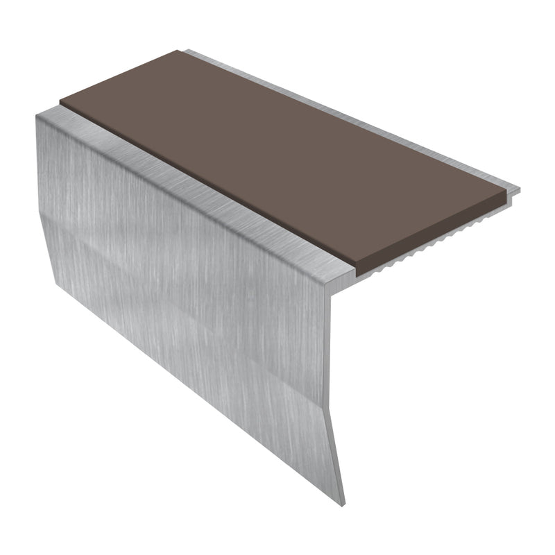 Heavy Duty Chevron Aluminium Stair Nosing 2.75m Single Insert 65mm Riser Slip-Resistant Durable for Medium Carpets & Smooth Flooring