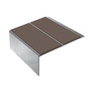 Square Double Channel Aluminium Stair Nosing with Ramp Back 3.22m Length Slip-Resistant PVC Inserts Ideal for Vinyl & Lino Flooring