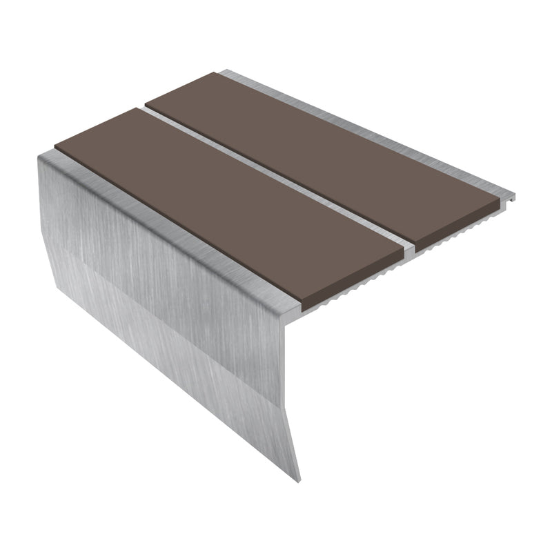 Heavy Duty Chevron Aluminium Stair Nosing 3.22m Double Insert 60mm Riser Slip-Resistant Durable for Carpets & Smooth Flooring