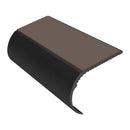 Bullnose aluminum stair nosing with slip-resistant PVC insert, 37mm riser height, designed for vinyl flooring