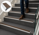 Carpet stair nosing with brown anti-slip rubber insert