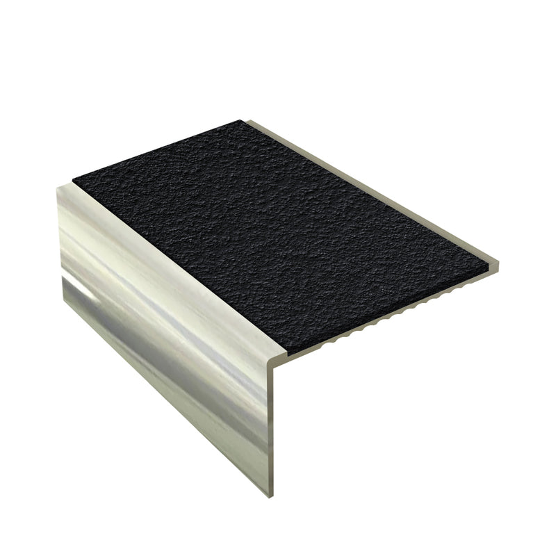 Non-Slip Weather-Resistant Square Aluminium Stair Nosing MorGrip Inserts 56mm Tread Durable & Stylish 2.44m, 2.75m, 3.22m Lengths