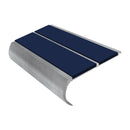 Anti slip bullnose stair nosing with dark blue PVC inserts and mill finish aluminium construction