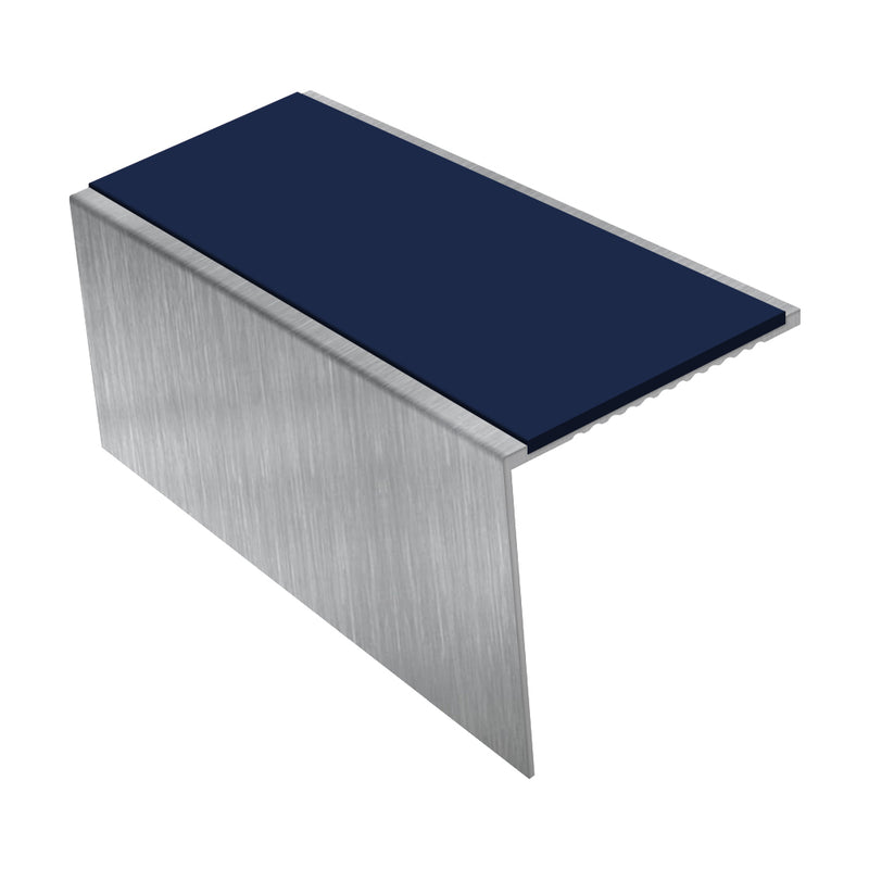 Square Aluminium Stair Nosing 2.75m, 56mm Tread Slip-Resistant Inserts Custom Finishes for Vinyl, Lino & Lightweight Carpets