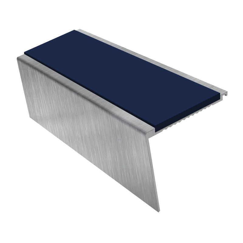 Rake Back Aluminium Stair Nosing 3.22m | Heavy-Duty Single Channel 62mm Tread Slip-Resistant Inserts Ideal for Carpets & Smooth Flooring