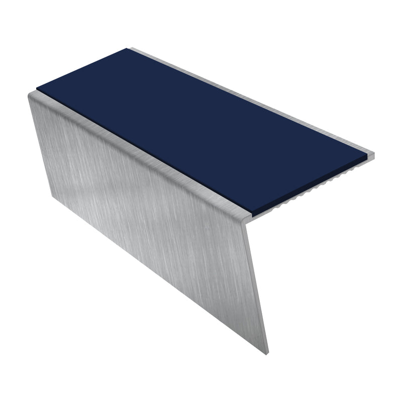 Rake Back Aluminium Stair Nosing 2.75m 56mm Tread Slip-Resistant Inserts Custom Finishes for Vinyl, Lino, and Lightweight Carpets