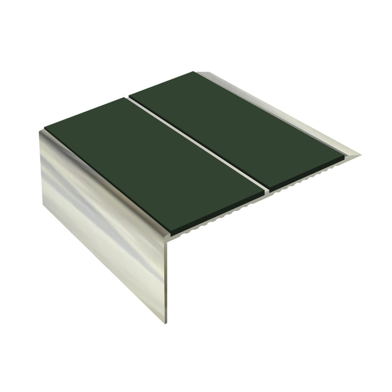 Square Double Channel Aluminium Stair Nosing 2.75m Ramp Back, Slip-Resistant PVC Inserts for Vinyl & Lino Flooring, Durable Safety Solution