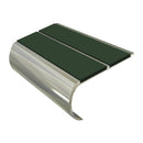 Anti slip stair nosing with dark green inserts and polished aluminium bullnose edge for safety