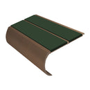 Anti slip bullnose stair nosing in dark bronze aluminium with dark green grip inserts, 53mm width