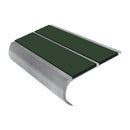 Heavy duty anti slip bullnose stair nosing in dark green with mill finish aluminum construction