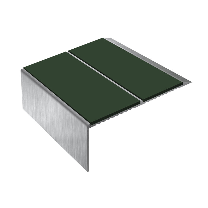 Square Double Channel Aluminium Stair Nosing with Ramp Back 3.22m Length Slip-Resistant PVC Inserts Ideal for Vinyl & Lino Flooring