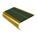 Anti slip bullnose stair nosing in gold aluminum with dark green PVC inserts for heavy duty safety