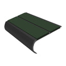 Heavy duty anti slip bullnose stair nosing in dark green with black base, 2.44m aluminum construction