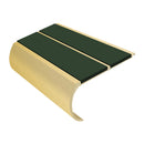 Heavy duty 53mm bullnose aluminium anti slip stair nosing with dark green inserts and gold finish