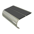 Anti slip stair nosing with bullnose aluminium profile and dark grey rubber inserts for safety