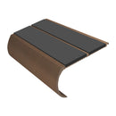 Bullnose aluminium stair nosing with dark grey anti-slip inserts and bronze finish, 53mm profile