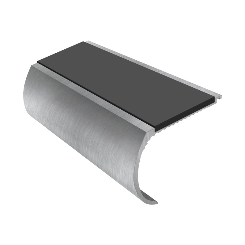 Heavy Duty Bullnose Aluminium Stair Nosing 2.75m, Single Insert, 57mm Riser, Slip-Resistant, Durable for High-Traffic Areas, Ideal for Home & Business