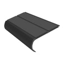 Dark grey anti-slip bullnose stair nosing with ribbed surface and curved edge for enhanced stair safety