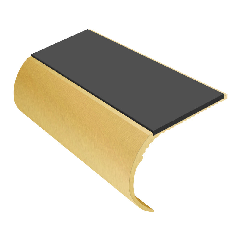 Bullnose Aluminium Stair Nosing 3.22m Single Channel 37mm Riser Slip-Resistant PVC Inserts Ideal for Vinyl & Lightweight Carpets