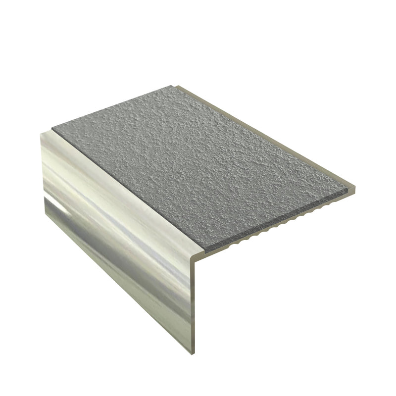 Non-Slip Weather-Resistant Square Aluminium Stair Nosing MorGrip Inserts 56mm Tread Durable & Stylish 2.44m, 2.75m, 3.22m Lengths