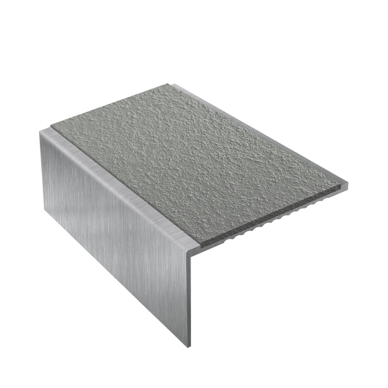 Non-Slip Weather-Resistant Square Aluminium Stair Nosing MorGrip Inserts 56mm Tread Durable & Stylish 2.44m, 2.75m, 3.22m Lengths