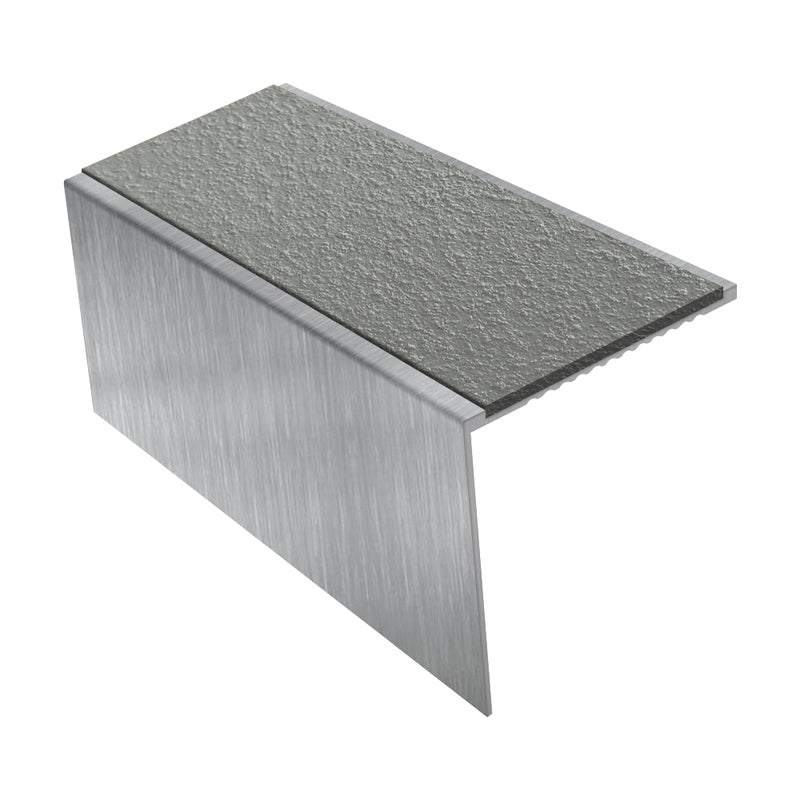 Square Aluminium Stair Nosing Single Channel with MorGrip & Exterior Inserts