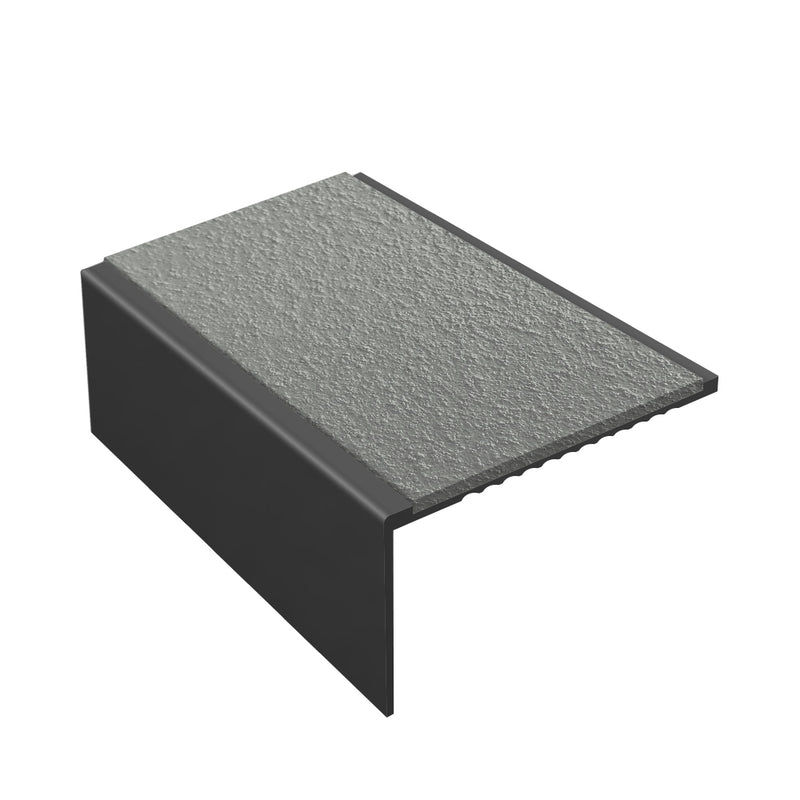 Non-Slip Weather-Resistant Square Aluminium Stair Nosing MorGrip Inserts 56mm Tread Durable & Stylish 2.44m, 2.75m, 3.22m Lengths