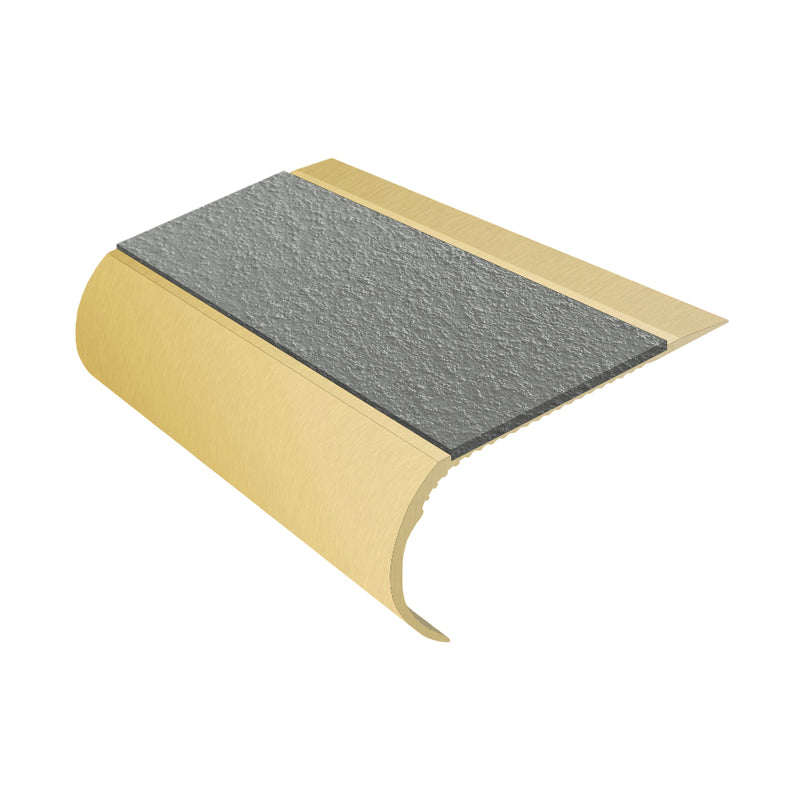 Bullnose Aluminium Stair Nosing with MorGrip & Inserts Slip-Resistant, Durable, 70mm Tread Ideal for Vinyl, LVT & Carpet 2.44m to 3.22m Lengths