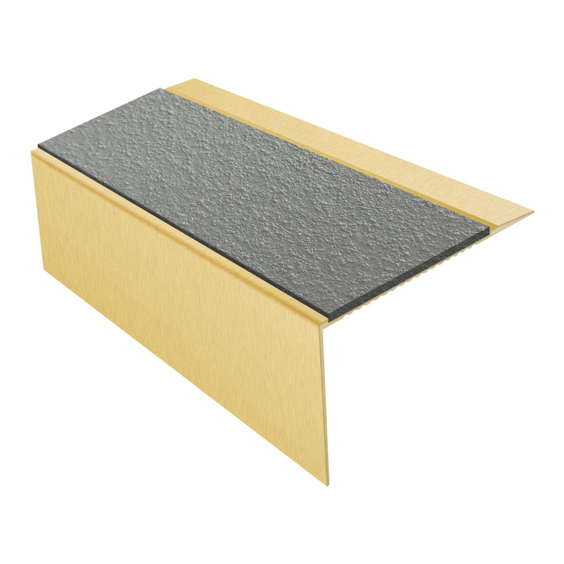 Square Ramp Back Aluminium Stair Nosing with MorGrip Inserts Heavy-Duty Profile 2.44m, 2.75m, 3.22m Lengths Slip-Resistant for Vinyl, Wood, LVT