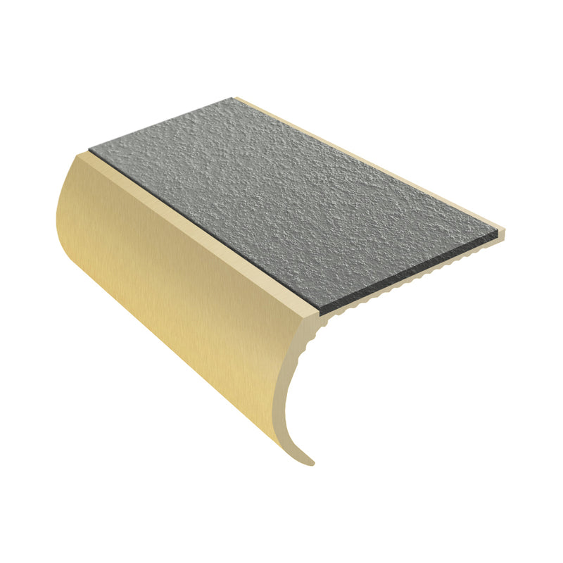 Bullnose Aluminium Stair Nosing with Slip-Resistant PVC Inserts 55mm Tread Ideal for Vinyl & Carpet 2.44m to 3.22m Lengths Indoor & Outdoor Use