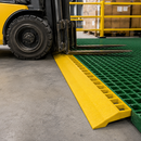 Yellow GRP grating ramp anti-slip fibreglass access ramp section with forklift