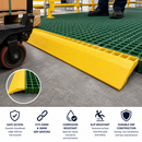 GRP grating ramp section features - slip resistant, corrosion resistant, fits 25mm 38mm panels