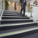 Close-up of the ribbed tread surface on 60x32mm aluminium stair nosing