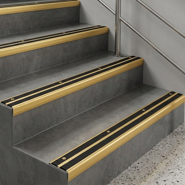 Anodised Aluminium Anti-Slip Stair Nosing 36x20mm | Double Rubber Insert | 5 Colours | 900mm, 1800mm, 2700mm
