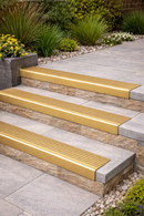 Anodised aluminium stair nosing with anti-slip ribbed surface, 65x42mm profile for indoor outdoor steps