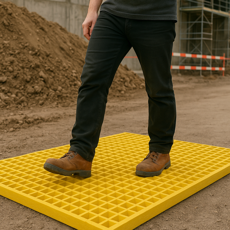 50mm GRP Open Mesh Grating for Ramps, Walkways & Covers - Slip-Resistant, Corrosion-Resistant - Ideal for Industrial & Chemical Environments