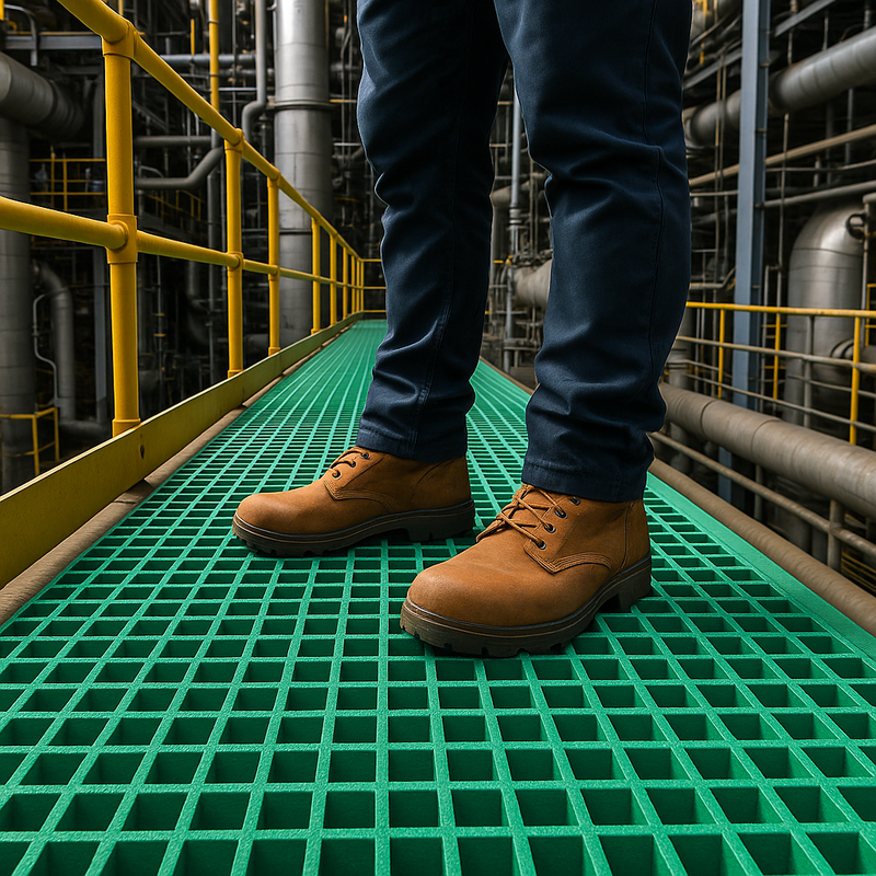 50mm GRP Open Mesh Grating for Ramps, Walkways & Covers - Slip-Resistant, Corrosion-Resistant - Ideal for Industrial & Chemical Environments