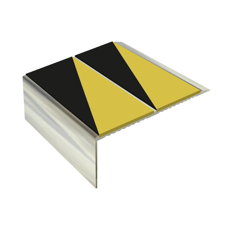 Square Double Channel Aluminium Stair Nosing with Ramp Back 3.22m Length Slip-Resistant PVC Inserts Ideal for Vinyl & Lino Flooring