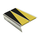 Heavy Duty Rake Back Aluminium Stair Nosing Double Insert, 2.44m Length Slip-Resistant PVC Durable for Carpets & Smooth Flooring