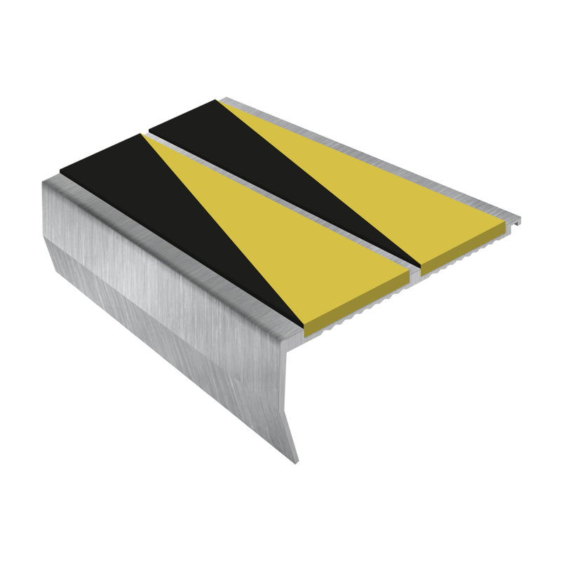 Heavy Duty Chevron Aluminium Stair Nosing 2.44m, Double Insert, 40mm Riser, Slip-Resistant, Durable for High-Traffic Areas, Ideal for Home & Business