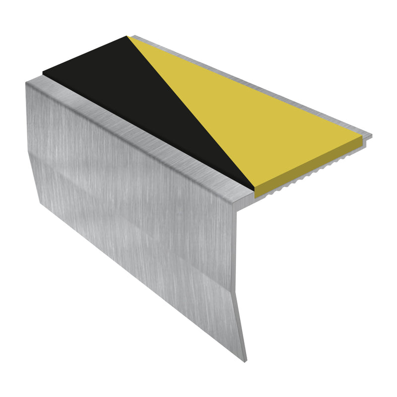 Heavy Duty Chevron Aluminium Stair Nosing 2.44m Single Insert 65mm Riser Slip-Resistant Durable for Medium Carpets & Smooth Flooring