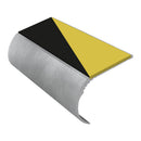 Bullnose aluminum stair nosing with slip-resistant PVC insert, 37mm riser height, suitable for vinyl flooring