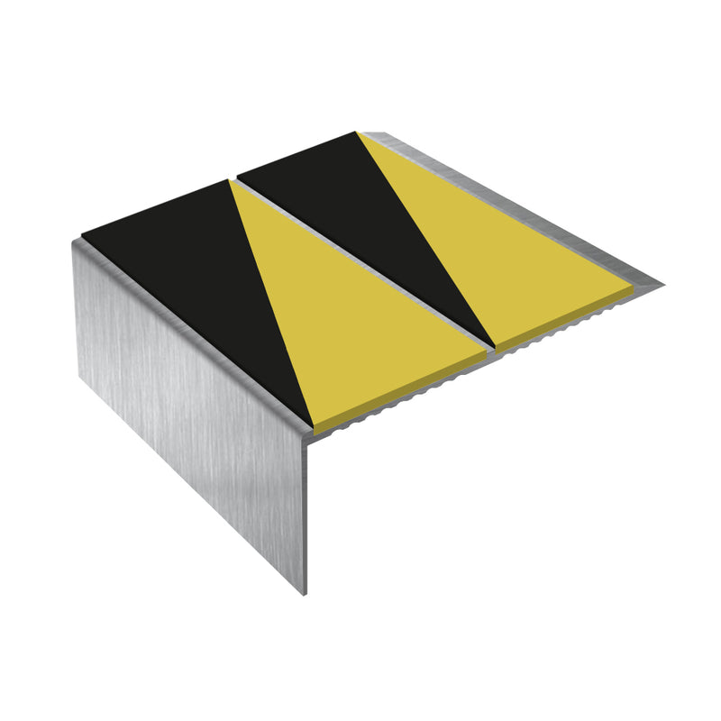 Square Double Channel Aluminium Stair Nosing with Ramp Back 3.22m Length Slip-Resistant PVC Inserts Ideal for Vinyl & Lino Flooring